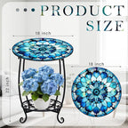 Outdoor Side Table Round Small Mosaic Patio Accent Indoor End Plant Coffee Tea - Image 3