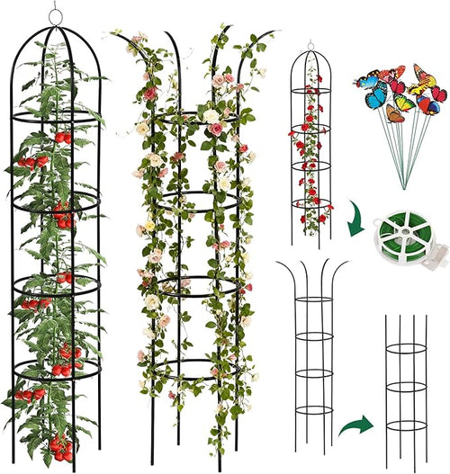 100% Metal Obelisk Trellis for Climbing Plants Outdoor Garden Tower Trellis by WellSign