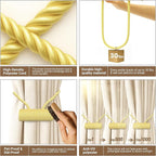 Hion Magnetic Curtain Tiebacks Golden 4 Pack, Curtain Tiebacks Buckles - Image 4