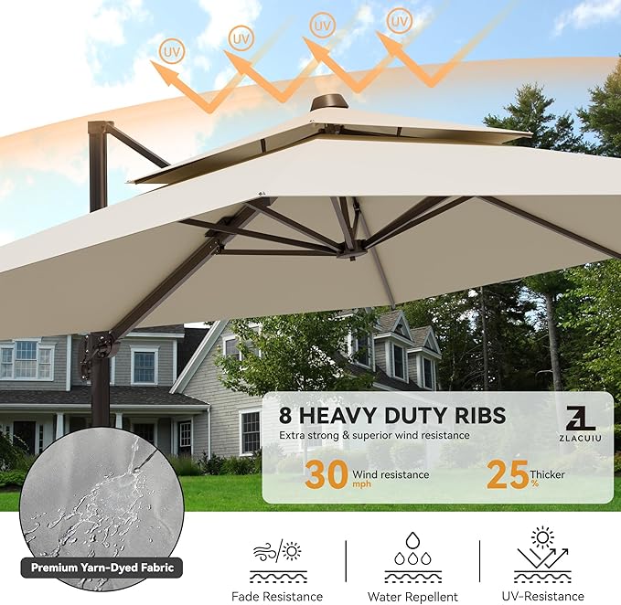 9x12FT Cantilever Patio Umbrella - Image 3