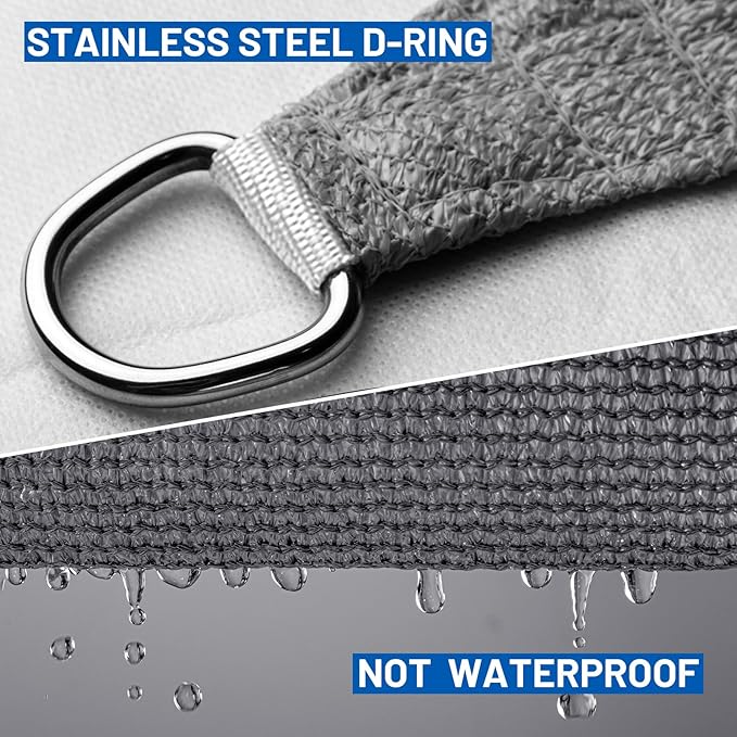 SUNLAX Sun Shade Sail 20' x 20' x 20' Dark Grey Triangle Canopy Sail Shade - Image 6
