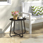 HollyHOME Round Metal Side Table, Rust-Resistant Patio Small Plant Stand - Image 2