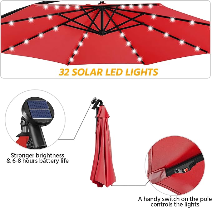 Yaheetech 10FT Solar Offset Umbrella - Image 6