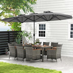 Tangkula 10 Pieces Patio Wicker Dining Set w/Double-Sided Patio Umbrella - Image 9