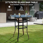 5 PCS Outdoor Bar Set with Outdoor Bistro Table and Chairs Set of 4, Bar Height - Image 7