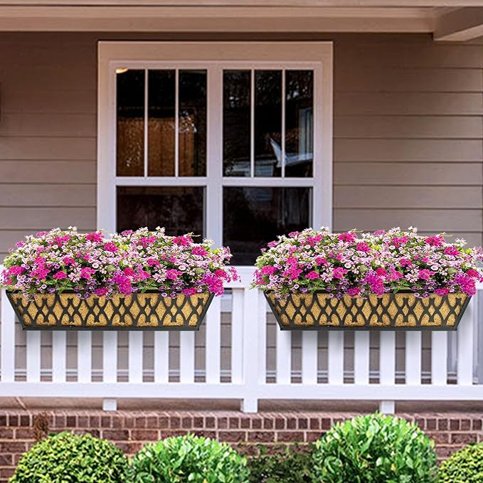 2 Pack 16 Inch Window Boxes Planters Railing Planter Box - Image 4