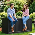Flamaker Resin Deck Box 270 Gallon, Waterproof Imitation-Wood Lockable Storage - Image 8