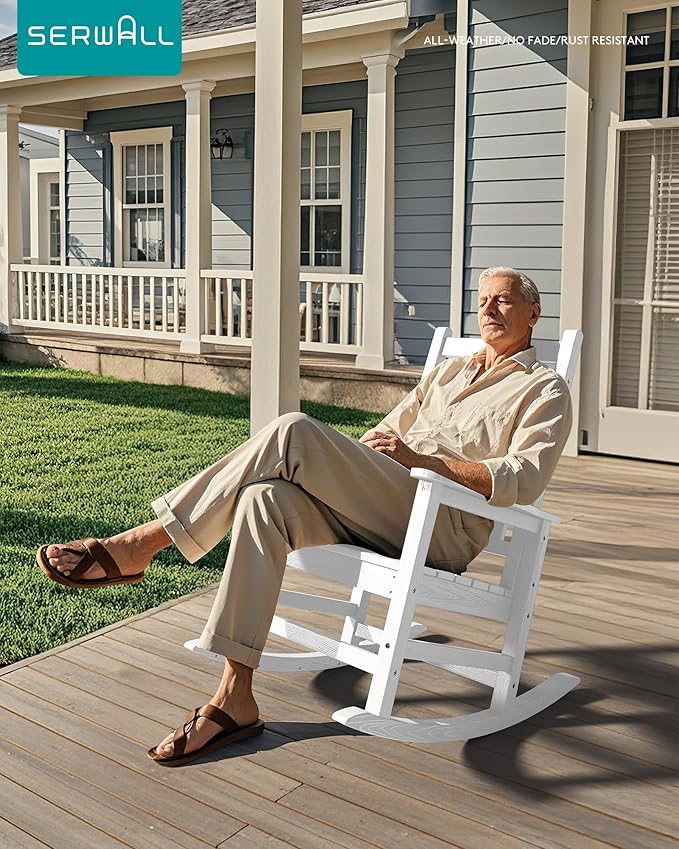 SERWALL HDPE Outdoor Rocking Chair Set of 6, Patio Rocking Chairs - Image 2