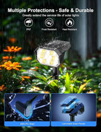 Brightown 4Pack Solar Spot Lights Outdoor, IP67 Solar Lights Outdoor Waterproof - Image 5