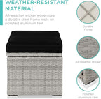 Best Choice Products Set of 2 Wicker Ottomans, Additional Seating, Side Table - Image 4