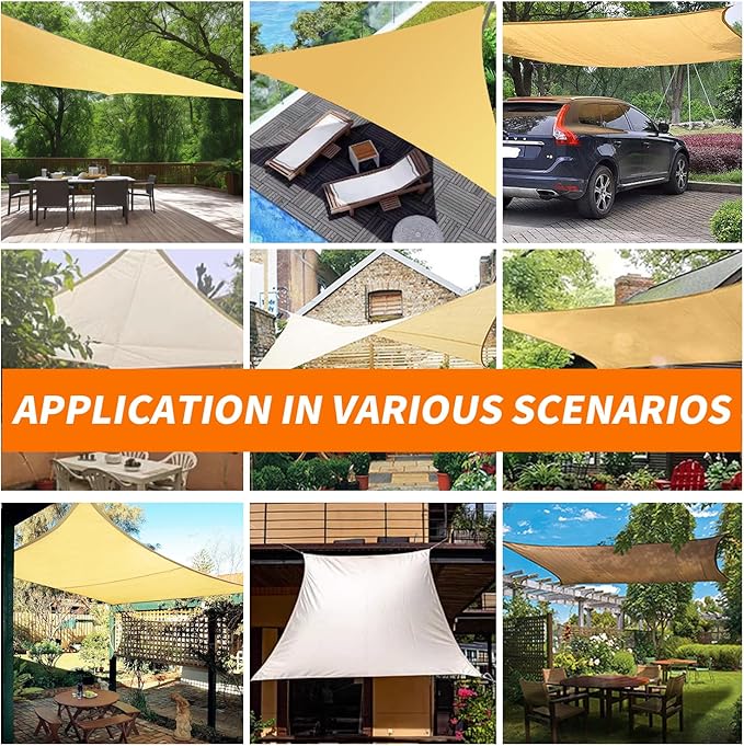 Sun Shade Sail Upgraded with High-Strength Steel Cable Edges 12' x 16' Sand - Image 5