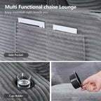 67" Oversized Chaise Lounge Chair Indoor, Soft Boneless Cloud Couch - Image 4