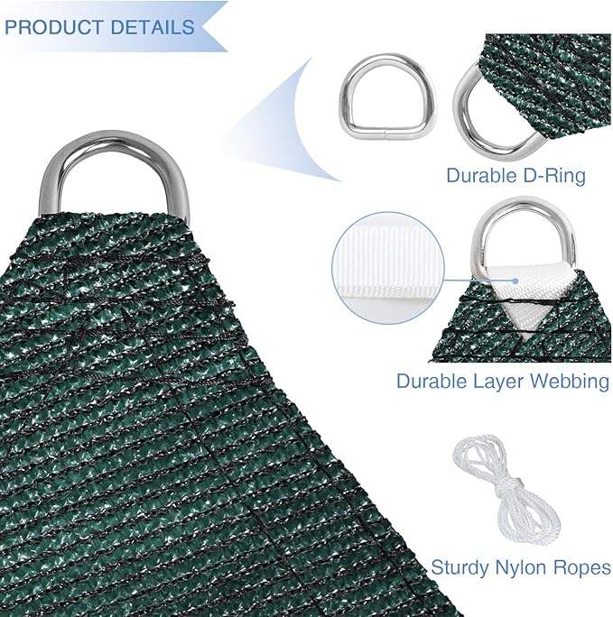 E&K Sunrise 10' x 10' x 10' Sun Shade Sail Triangle Canopy Shade Cover UV Block - Image 4