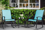 Vongrasig 3 Piece Outdoor Rocking Bistro Set, Textilene Fabric Small Patio - Image 8