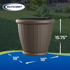 Suncast 4 Pack Wicker Planter w/ Drillable Drain Holes, Decorative - Image 3