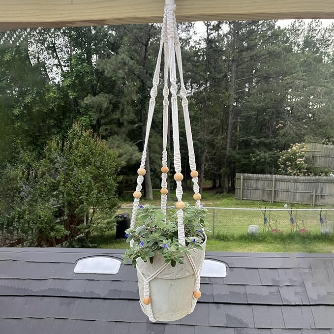 Macrame Plant Hanger Set of 2, 35 Inch Indoor Hanging Planter - Image 7
