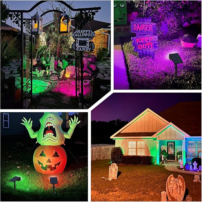 Solar Color Changing RGB Spot Lights Outdoor, 10 Pack/7 Lighting Modes - Image 2