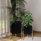 ARNIS Plants Pots with Stand, Unique Mid Century Decorative Metal Flower Pots - Image 8