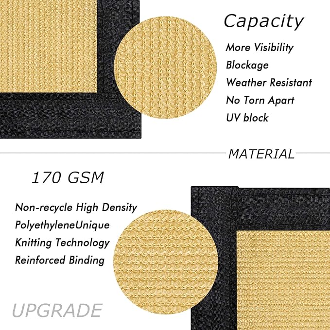 UPGRADE Privacy Fence Screen 6'x4' Sand Outdoor 90% Visibility Blockage 170 GSM - Image 2
