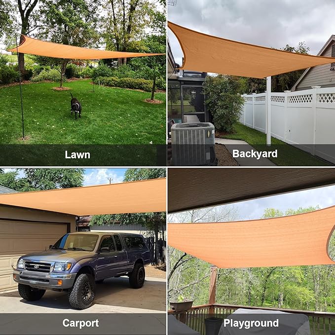 SUNLAX Sun Shade Sail 16' x 21' Peach Fuzz Rectangle Canopy Sail Shade Cover UV - Image 7