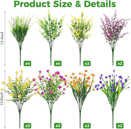 20 Bundles Artificial Flowers for Outdoors Fake Plastic Flowers UV Resistant - Image 2