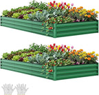 YITAHOME 8x4x1ft 2pcs Large Raised Garden Bed Kit, Galvanized Metal Planter Box by YITAHOME