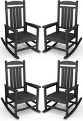 KINGYES Outdoor Rocking Chair Set of 4, High Density Polyethylene Patio Rocking by KINGYES