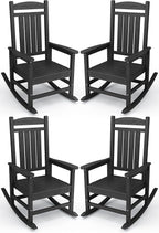 KINGYES Outdoor Rocking Chair Set of 4, High Density Polyethylene Patio Rocking by KINGYES