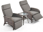 3 Pieces Zero Gravity Wicker Patio Recliner Chairs Set of 2 - Image 7