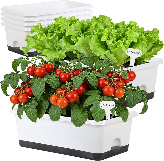 Window Box Planter 6 Pcs, 18 Inches Rectangle Flower Pots by Oliz