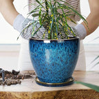 10 Inch Ceramic Planter Pot Round Plant Pot - Image 4
