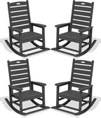 SERWALL Outdoor Rocking Chair Set of 4, Oversized HDPE Patio Rocking Chair by SERWALL