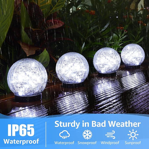 2-Pack Garden Solar Lights Outdoor, Cracked Glass Ball Light Waterproof - Image 2