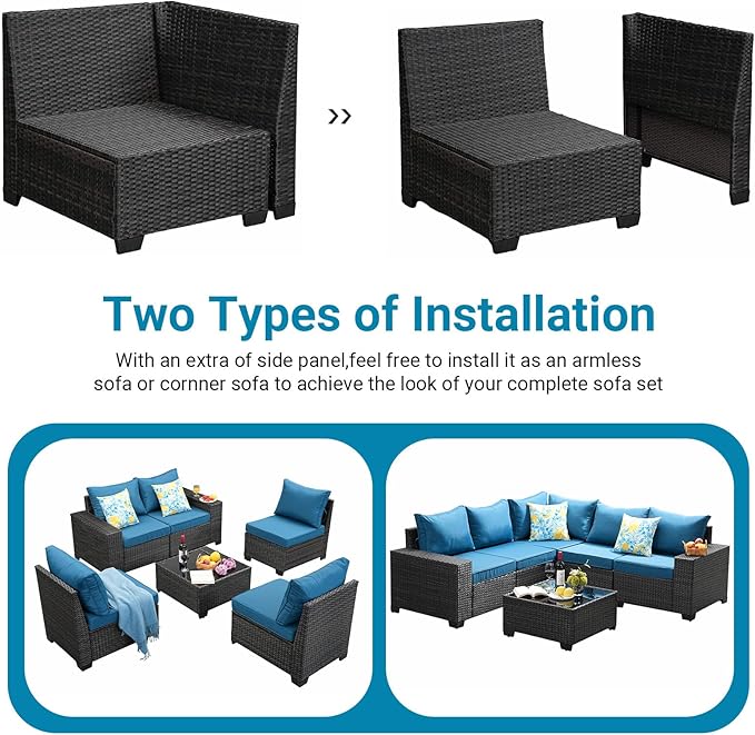 Jing's Villa 10-Piece Patio Furniture Set, All-Weather Outdoor Wicker Sectional - Image 2