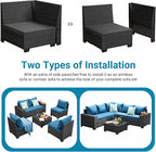 Jing's Villa 8-Piece Patio Furniture Set, All-Weather Outdoor Wicker Sectional - Image 8