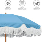 AMMSUN Boho Fringe Umbrella Outdoor Patio, 6.5ft UPF50+ Picnic Umbrella - Image 4