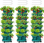 Strawberry Vertical Planters Tower Garden 3 Pack, 7 Tiered Stacking Herb by Tectsia