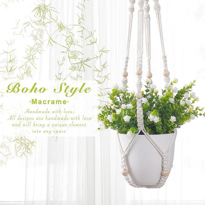 YIBOT Macrame Plant Hanger Indoor Outdoor, Heavy 20lb Planters, Extra Long - Image 5