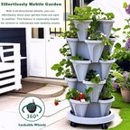 Strawberry Planters, 3 Tiered Vertical Stackable Planter, Herb Stacking Tower - Image 4
