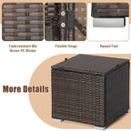 RELAX4LIFE Wicker Outdoor Storage Ottoman, 2-Piece Rattan Footstool w/Removable - Image 7