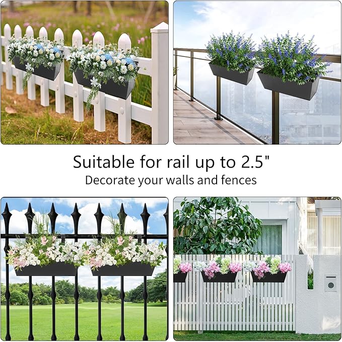 Railing Planters Outdoor Balcony 16 Inch Deck Over The Railing Planter Boxes - Image 7