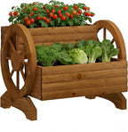 Wooden Wagon Planter Flower Cart by PULIJIAJU