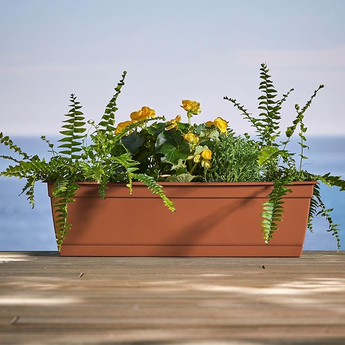 Bloem Dayton 24" Terra Cotta Recycled Plastic Rectangle Window Box Planter - Image 2
