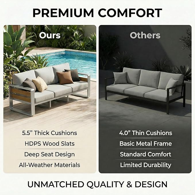 ZANDOR Outdoor Patio Conversation Sets, 4-Piece Aluminum Metal Outside - Image 4