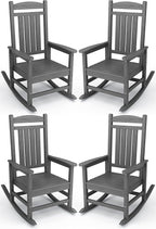 KINGYES HDPE Patio Rocking Chair Set of 4, Outdoor Rocking Chairs Porch Rocker by KINGYES