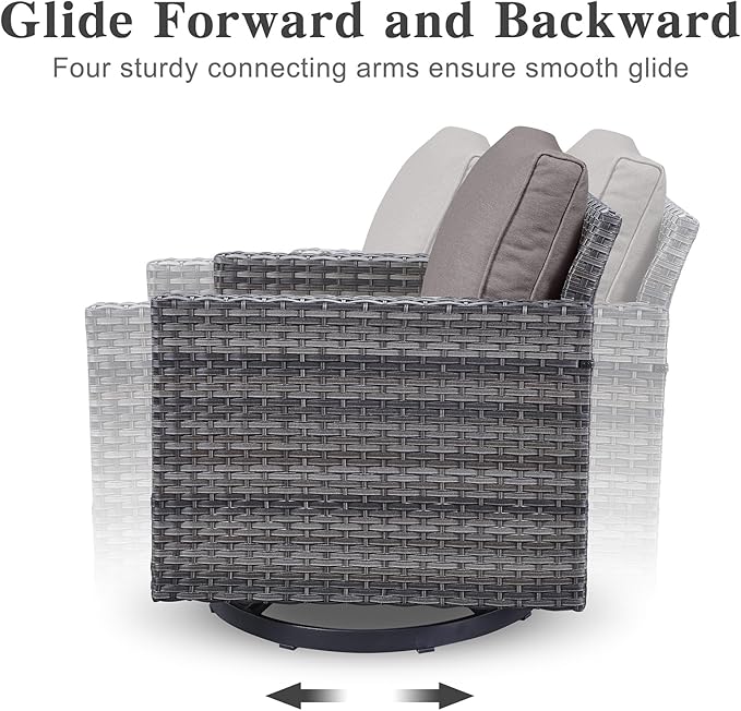 Belord Outdoor Bistro Set 3 Piece Wicker Swivel Rocker Patio Chairs, Oversize - Image 6