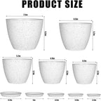 5 Pcs Plant pots, 7.5/6.5/5.7/4.9/4.1 inch Pots - Image 2