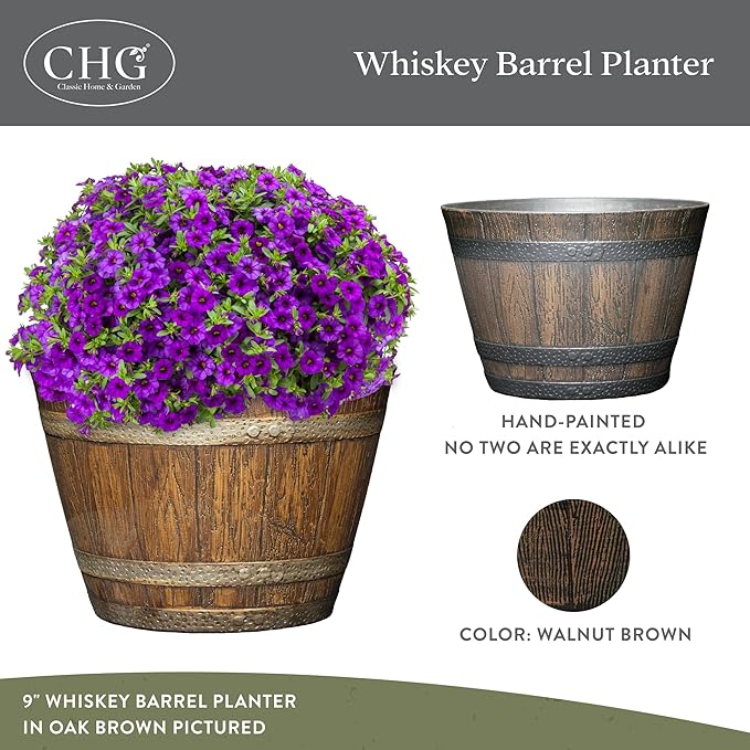 Classic Home & Garden Whiskey Barrel Planters - Image 2
