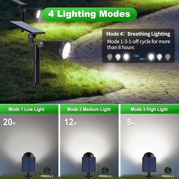 Solar Spot Lights Outdoor Waterproof 180° Adjustable Solar Powered Landscape - Image 3