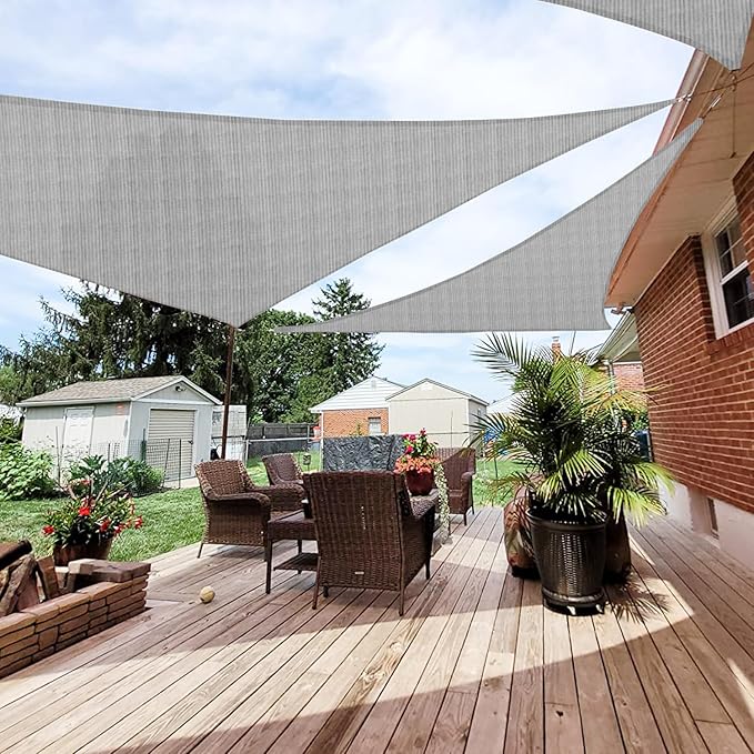 Patio Paradise 11' x 11' x 10'10" Sun Shade Sail Triangle Canopy, Permeable by Patio